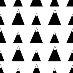 Seamless pattern with black mountain on the white background.