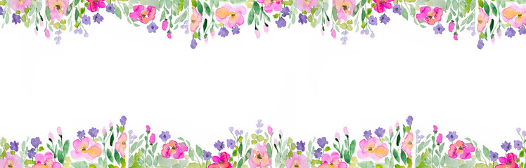 Watercolor Background With Flowers