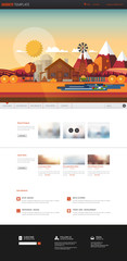 Autumn one page website template with autumn flat design vector landscape header.