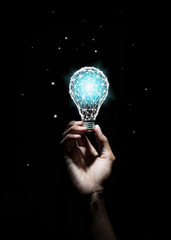 Creativity and innovative are keys to success.Concept of new idea and innovation with light bulbs.