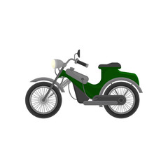 Obraz na płótnie Canvas Vintage green-gray motorcycle. Small road transport. Motor vehicle with two wheels. Flat vector design