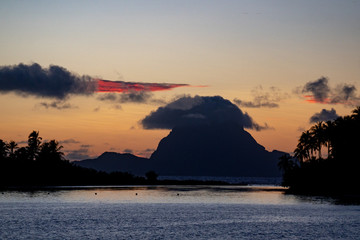 Wonderful sunset in bora bora french polynesia