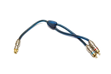 RCA wires on white background