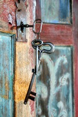 Key on old door