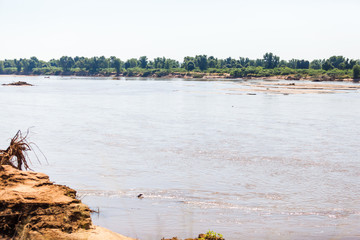 The mighty Limpopo river which borders South africa and Zimbabwe, is very wide and fast flowing....