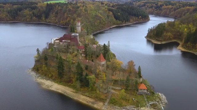 Castle Zvikov in Czech Republic - aerial view - travel and architecture video