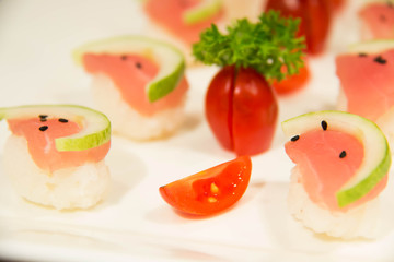Sushi set menu with tuna Japanese food