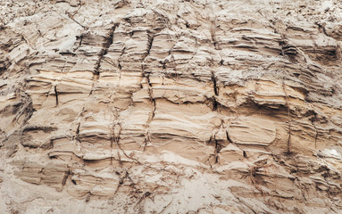 Layers of soil under the ground. The cultural layer. Soil with clay and sand.