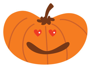 cartoon halloween pumpkin with in love expression