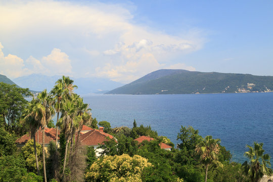 breathtaking spectacular view of the Boka-Kotorska bay from the fortress Herceg Novi, Montenegro