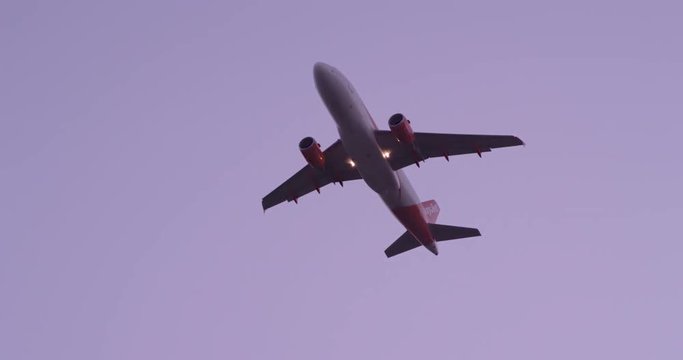 Airport takeoff EasyJet flight from Stuttgart, Germany. Landing gear retraction