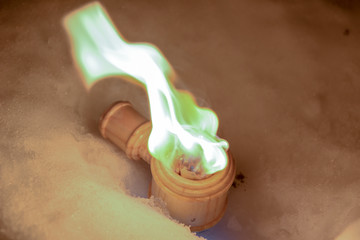 Burning nutcracker on the Snow