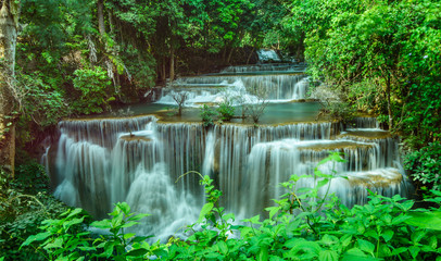 Huay Mae Kamin Waterfalls in Kanchanaburi, Thailand