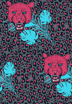 Seamless pattern of leopard. Vector illustration