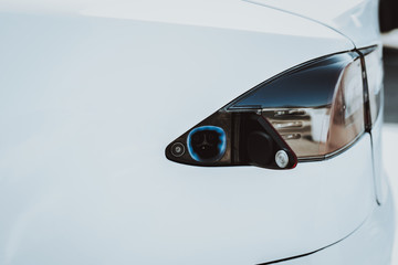 Naklejka premium Tesla Car Taillight. Automobile Tank Concept.