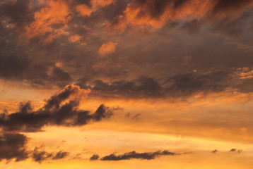 Natural background of colorful red sky during sunset time