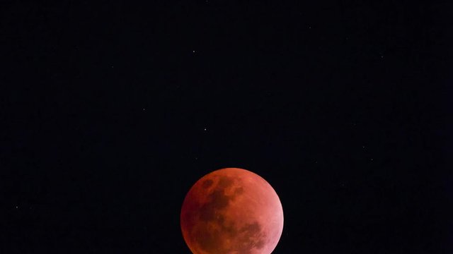 Time laps of Super Blue Blood Moon 2018 of the Jan. 31 total lunar eclipse on clear dark sky , located from Bangkok Thailand view 