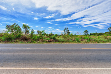 Asphalt road side view and landscape countryside.