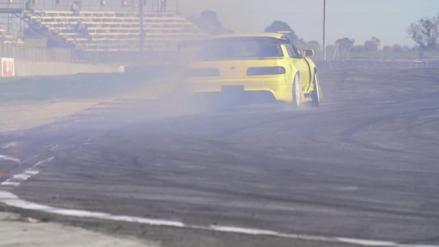 Filmed at 120fps exported at 60 fps Yellow Car Drifting corner