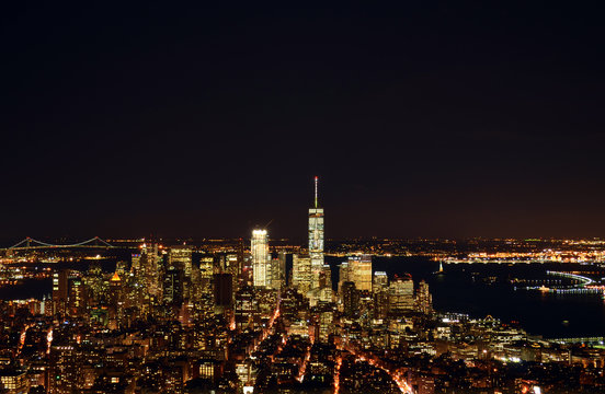 Fototapeta New York, Manhattan de nuit