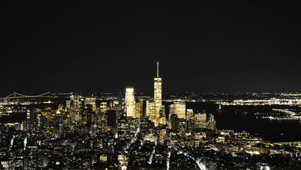 New York, Manhattan de nuit Tons jaunes