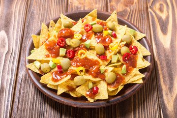 Nachos with sauce salsa