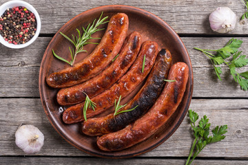 Grilled sauusages on a plate