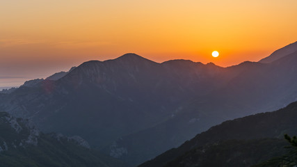 Amazing sunset above great mountains 