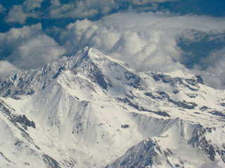 Fototapeta na wymiar snow-capped mountains. the Caucasus Mountains. view from airplane 