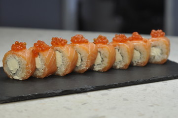 food, sushi, fish, rice, japanese, roll, meal, salmon, dinner, seafood, gourmet, japan, cuisine, maki, healthy, lunch, raw, traditional, asia, dish, fresh, white, plate, meat, snack