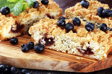 blueberry cake. homemade delicious blueberry cake for dessert.