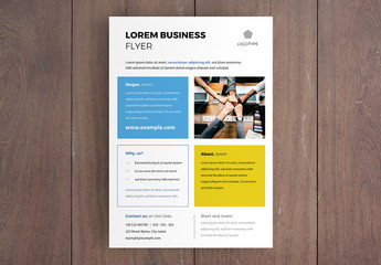 Business Flyer Layout with Colored Squares Design