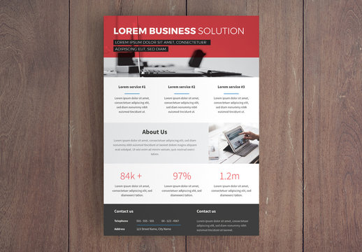 Business Flyer Layout with Red Overlay
