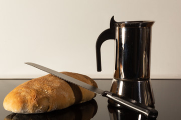 breakfast bread and coffee pot