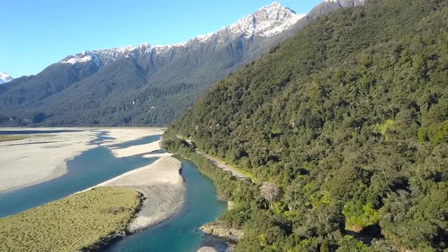 River Valley in the mountains - Haast Pass, New Zealand