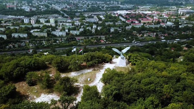 Descending towards Turul Monument and Tatab&radic;&deg;nya in the background, Hungary.