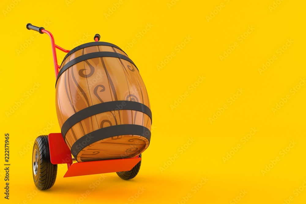 Wall mural wine cask with hand truck