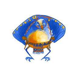 Cute Junco bird sheriff illustration of cartoon-style sketch. Hand-drawn Illustration for prints on t-shirts and bags, posters.