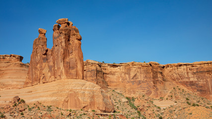 Fototapeta premium Iconic sculpted Slick Rock found along the Park Avenue Trail in Arches National Park