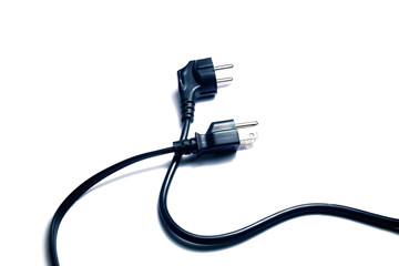 black electrical plug on white background isolated