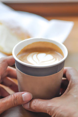 coffee or hot coffee or hot cappuccino and donut