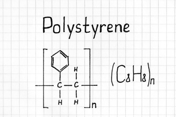 Chemical formula of Polystyrene.