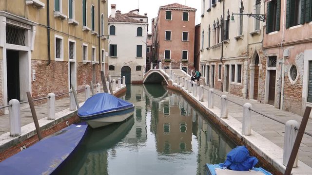Venice, Italy, August 30th 2018, Venetian Canals in summer