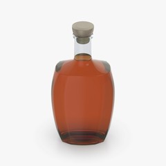 Bottle with alcohol on a white background