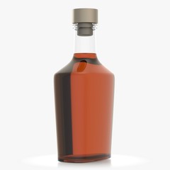 Bottle with alcohol on a white background