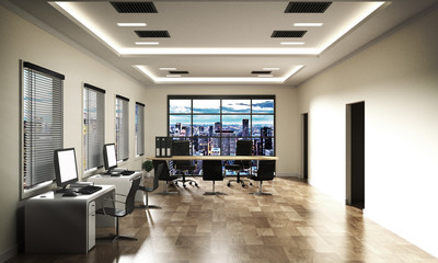 Office business - beautiful meeting room and conference table, modern style. 3D rendering