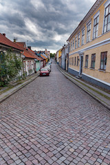 old town of Mariestad with paving stones and old houses