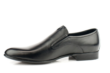 Elegant black shoe isolated on white background.Front view.

