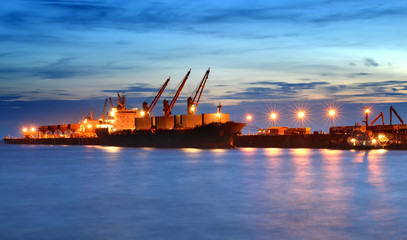 Cargo ship stoping at the port
