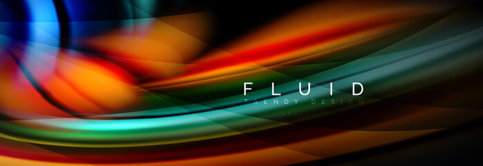 Wave fluid flowing colors motion effect, holographic abstract background. Vector illustration